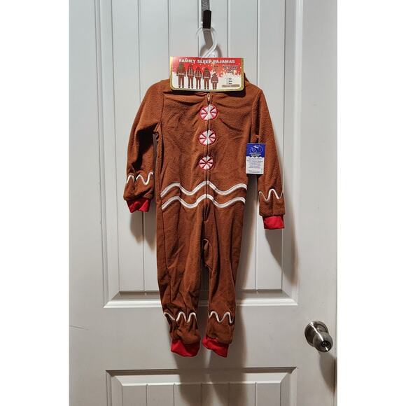 PJ's & Presents Christmas Gingerbread One-Piece Pajamas Holiday Girls 2T New! - Picture 1 of 4